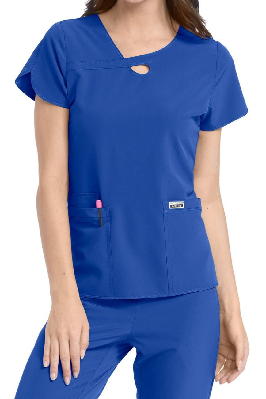 Med Couture Scrub Top 4-Ever Flex Lola Keyhole in Royal at Parker's Clothing and Shoes.