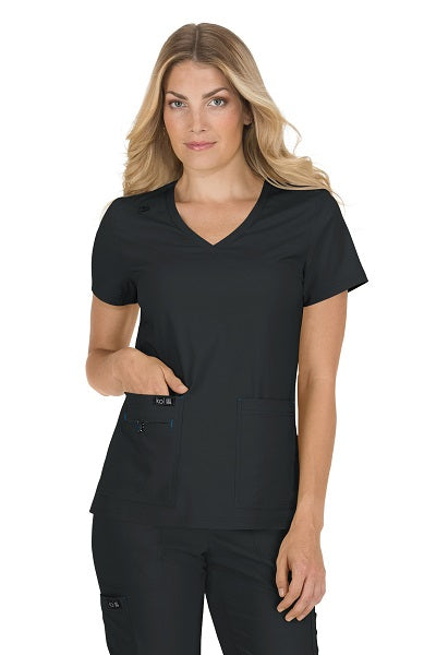 Koi Scrub Top Basics Becca V-neck in Black At Parker's Clothing & Scrubs.