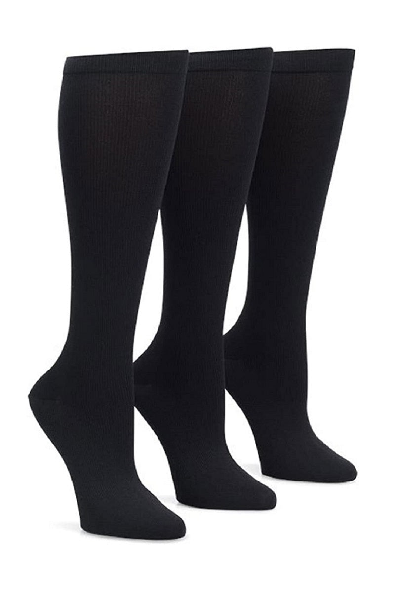 Nurse Mates Mild Compression Socks 3 Per Pack 12-14 mmHg at Parker's Clothing and Shoes. Color is black.