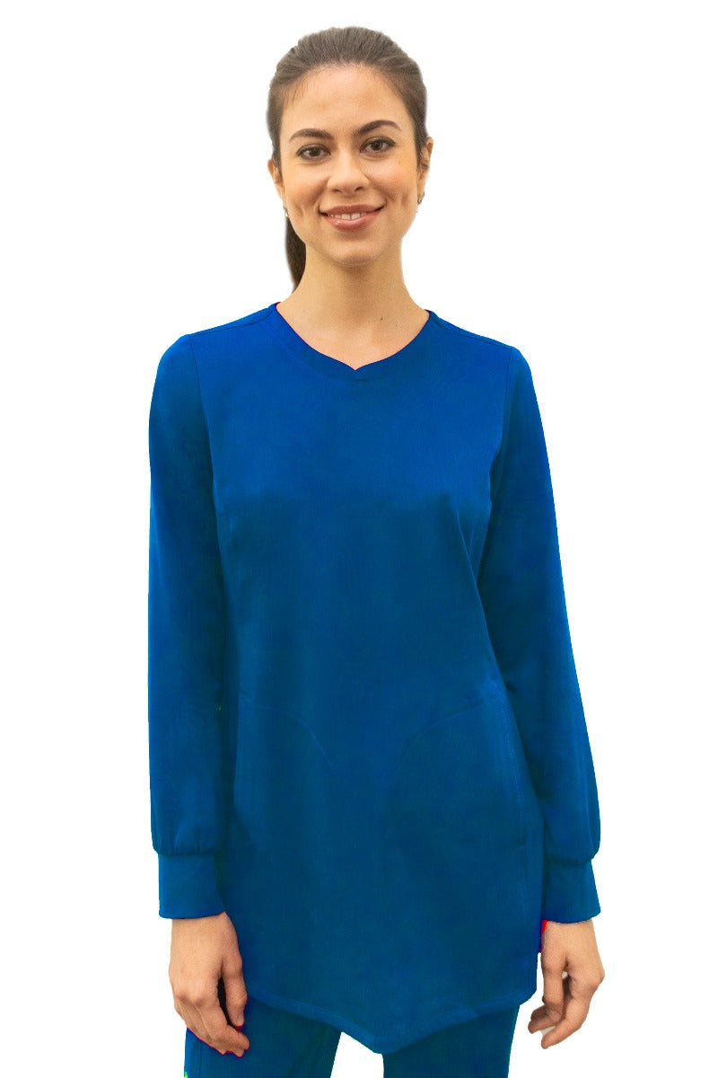 Healing Hands HH Works Fatima Long Sleeve Scrub Top in Royal at Parker's Clothing and Shoes.