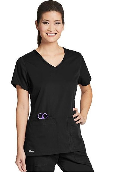 Grey's Anatomy Scrub Top Crossover V-neck in Black at Parker's Clothing and Shoes.