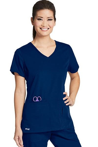 Grey's Anatomy Scrub Top Crossover V-neck in Indigo at Parker's Clothing and Shoes.