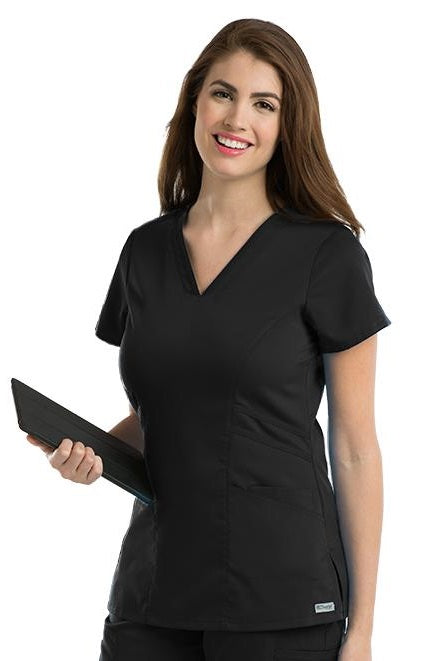 Grey's Anatomy Scrub Top Marquis V-neck in Black at Parker's Clothing and Shoes.