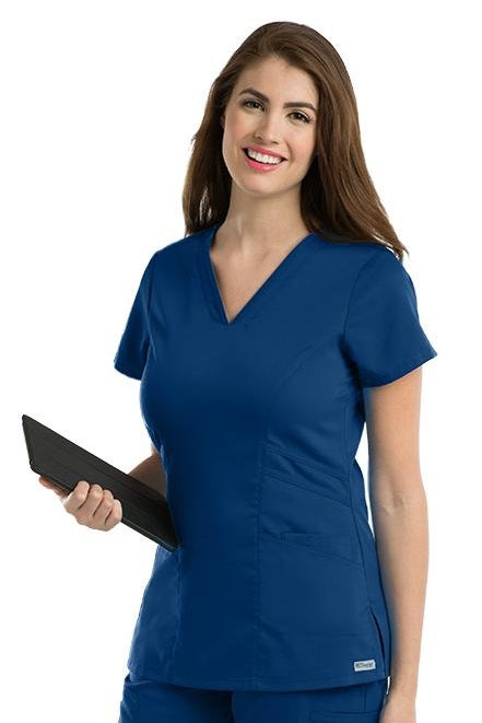 Grey's Anatomy Scrub Top Marquis V-neck in Indigo at Parker's Clothing and Shoes.