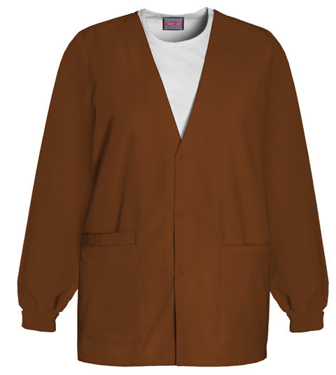 Cherokee Workwear Jacket Button Front 4301 in Chocolate at Parker's Clothing & Scrubs.