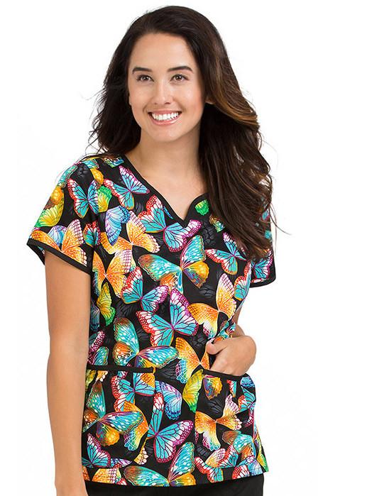 Med Couture Print Scrub Tops Natasha Burst Of Color Turn Print Tops - Parker's Clothing & Gifts