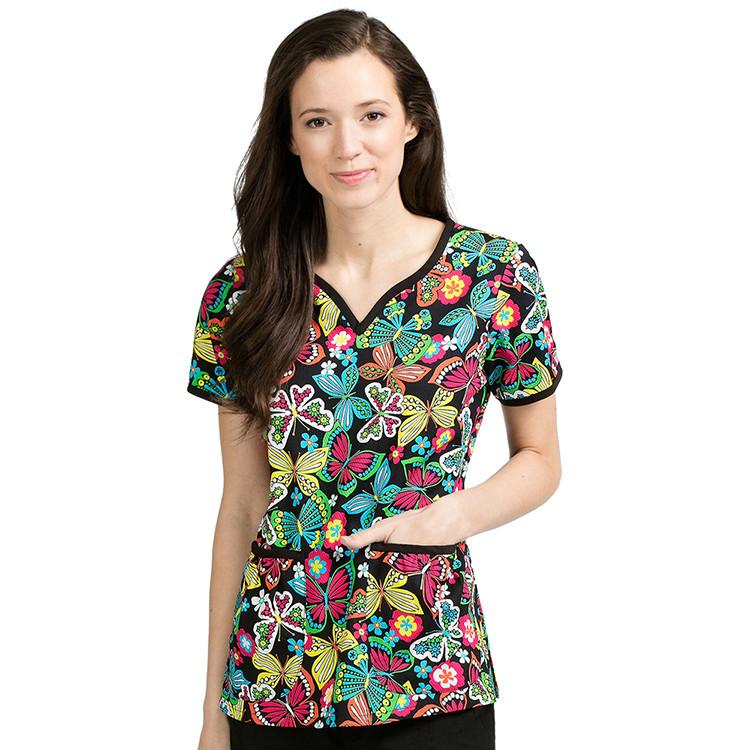Med Couture Print Scrub Tops Natasha Brightly Buzzed Print Tops - Parker's Clothing & Gifts