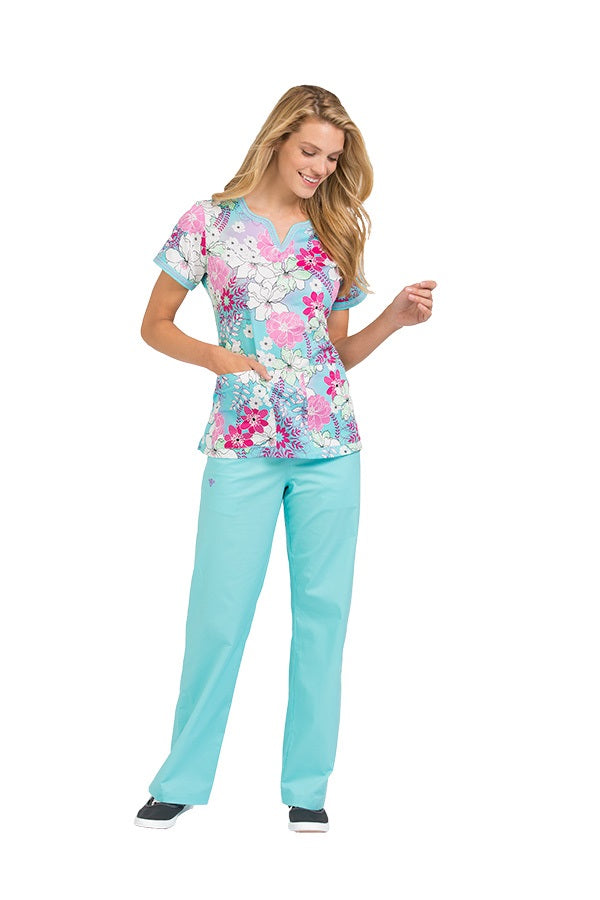 Med Couture Peaches Scrub Top Print Suzie In Full Bloom - Parker's Clothing and Shoes