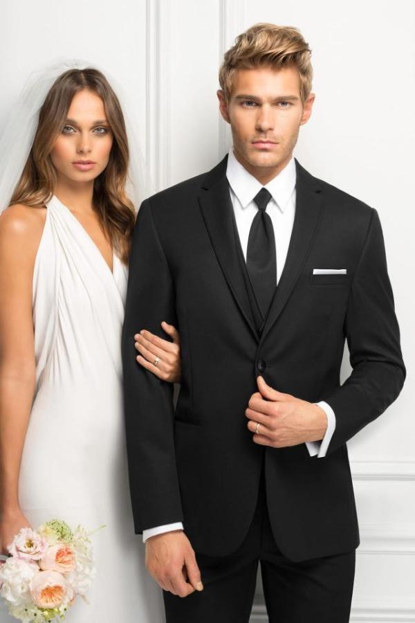 Jim's Formal Wear Tuxedos Diamond Collection Michael Kors Ultra Slim Black Sterling Wedding Suit at Parker's Clothing and Shoes.