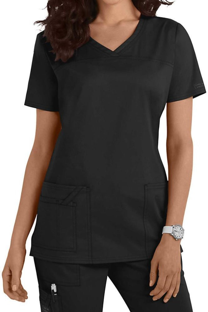 Cherokee Scrub Top Core Stretch V Neck 4727 in Black at Parker's Clothing and Shoes.