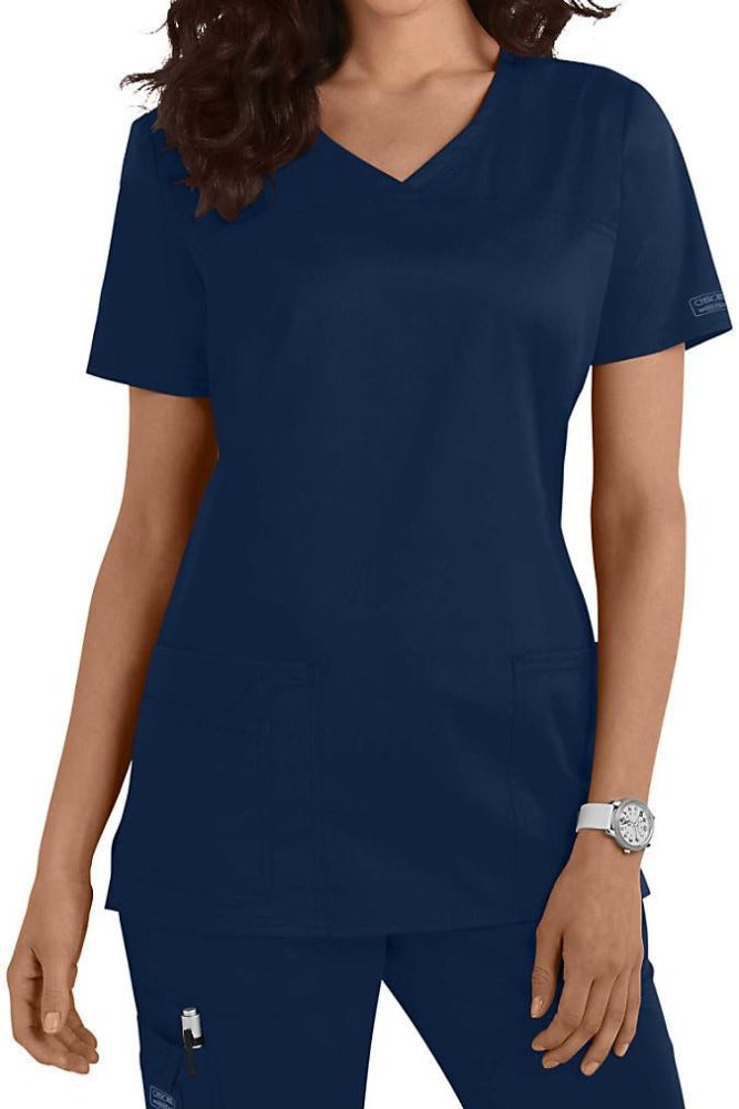 Cherokee Scrub Top Core Stretch V Neck 4727 in Navy at Parker's Clothing and Shoes.