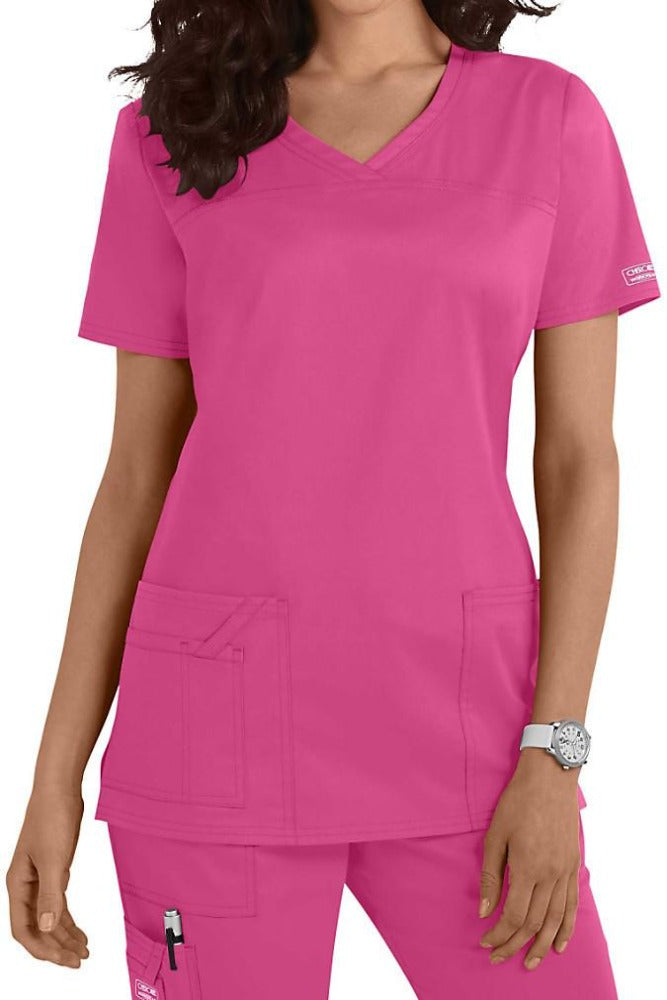 Cherokee Scrub Top Core Stretch V Neck 4727 in Shocking Pink at Parker's Clothing & Scrubs.