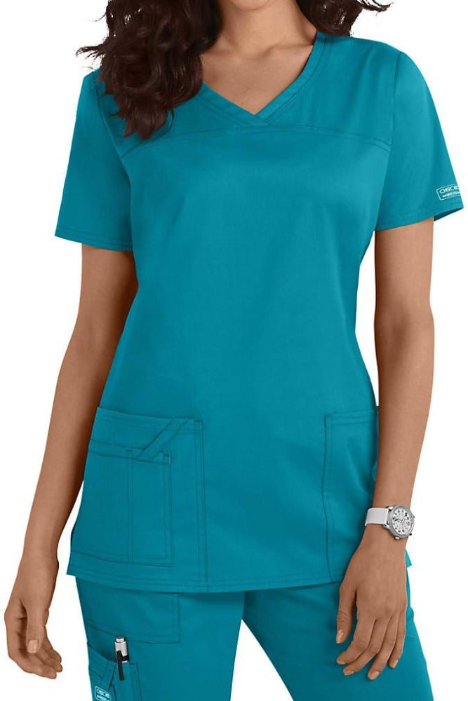 Cherokee Scrub Top Core Stretch V Neck 4727 in Teal Blue at Parker's Clothing & Scrubs.