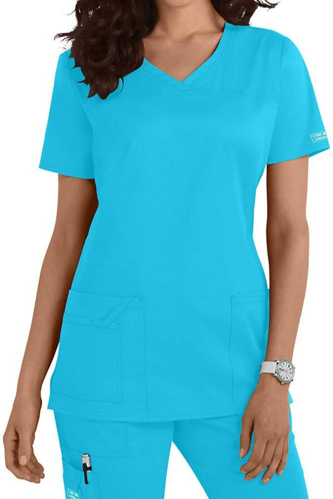 Cherokee Scrub Top Core Stretch V Neck 4727 in Turquoise at Parker's Clothing & Scrubs.