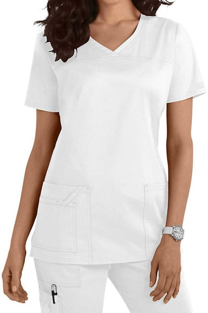 Cherokee Scrub Top Core Stretch V Neck 4727 in White at Parker's Clothing & Scrubs.