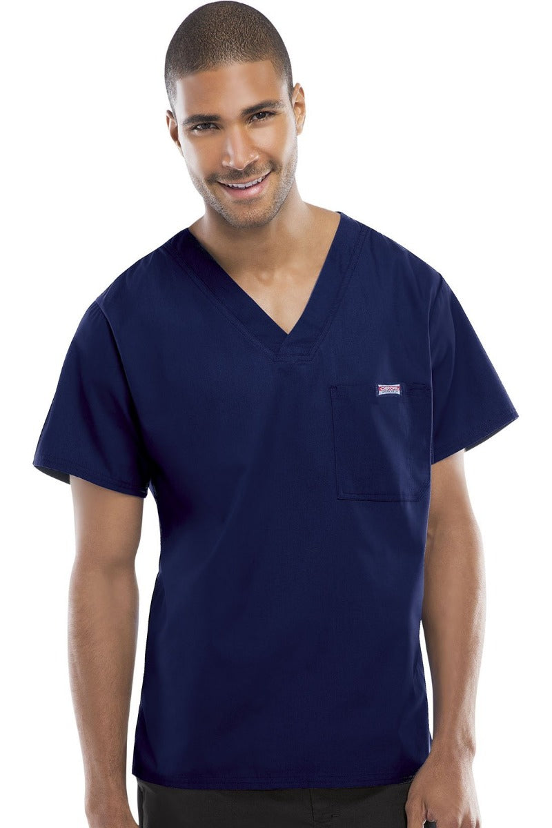 Cherokee Mens Scrub Top Workwear Originals in Navy at Parker's Clothing and Shoes.