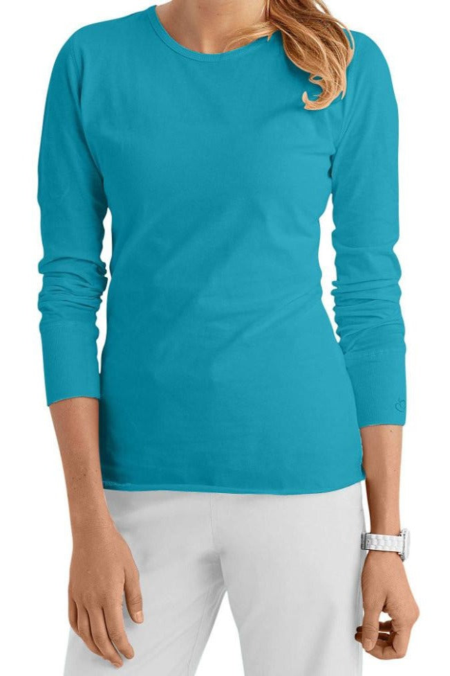 Med Couture Peaches Long Sleeve Tee in Turquoise at Parker's Clothing and Shoes.