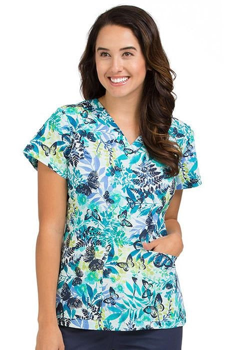 Med Couture Print Scrub Tops Valerie Midsummer Dream Print Tops at Parker's Clothing and Shoes.