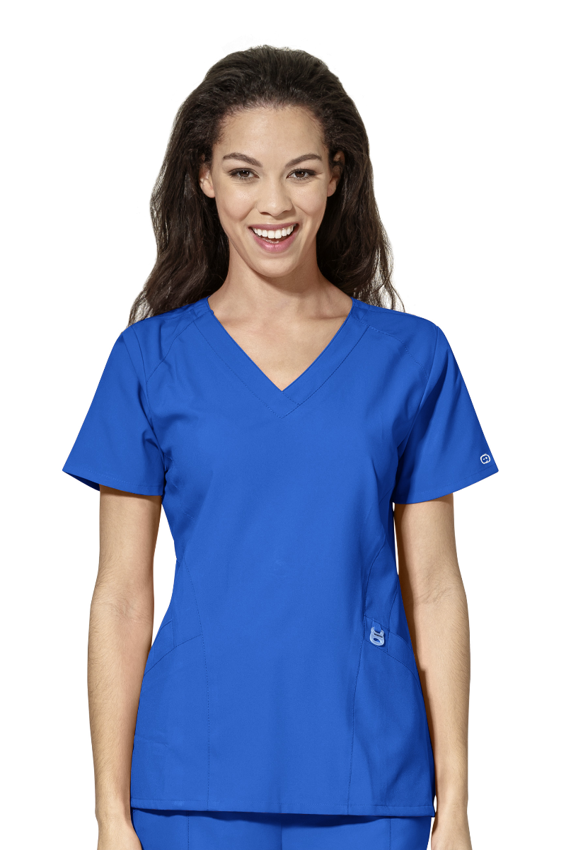 WonderWink Scrub Top W123 Stylized V Neck in Royal at Parker's Clothing and Shoes.