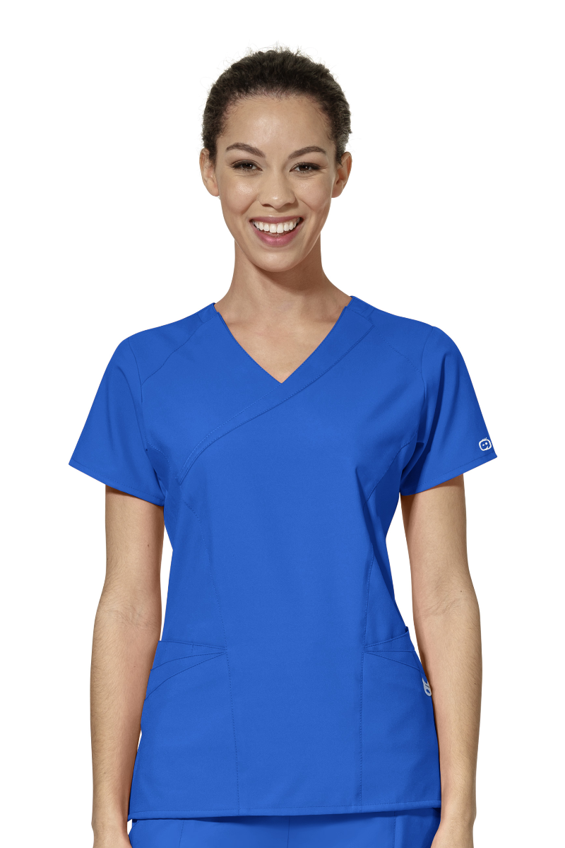 WonderWink Scrub Top W123 Mock Wrap in Royal at Parker's Clothing and Shoes.