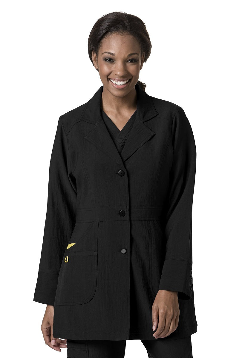 WonderWink Four-Stretch Lab Coat in Black at Parker's Clothing and Shoes.