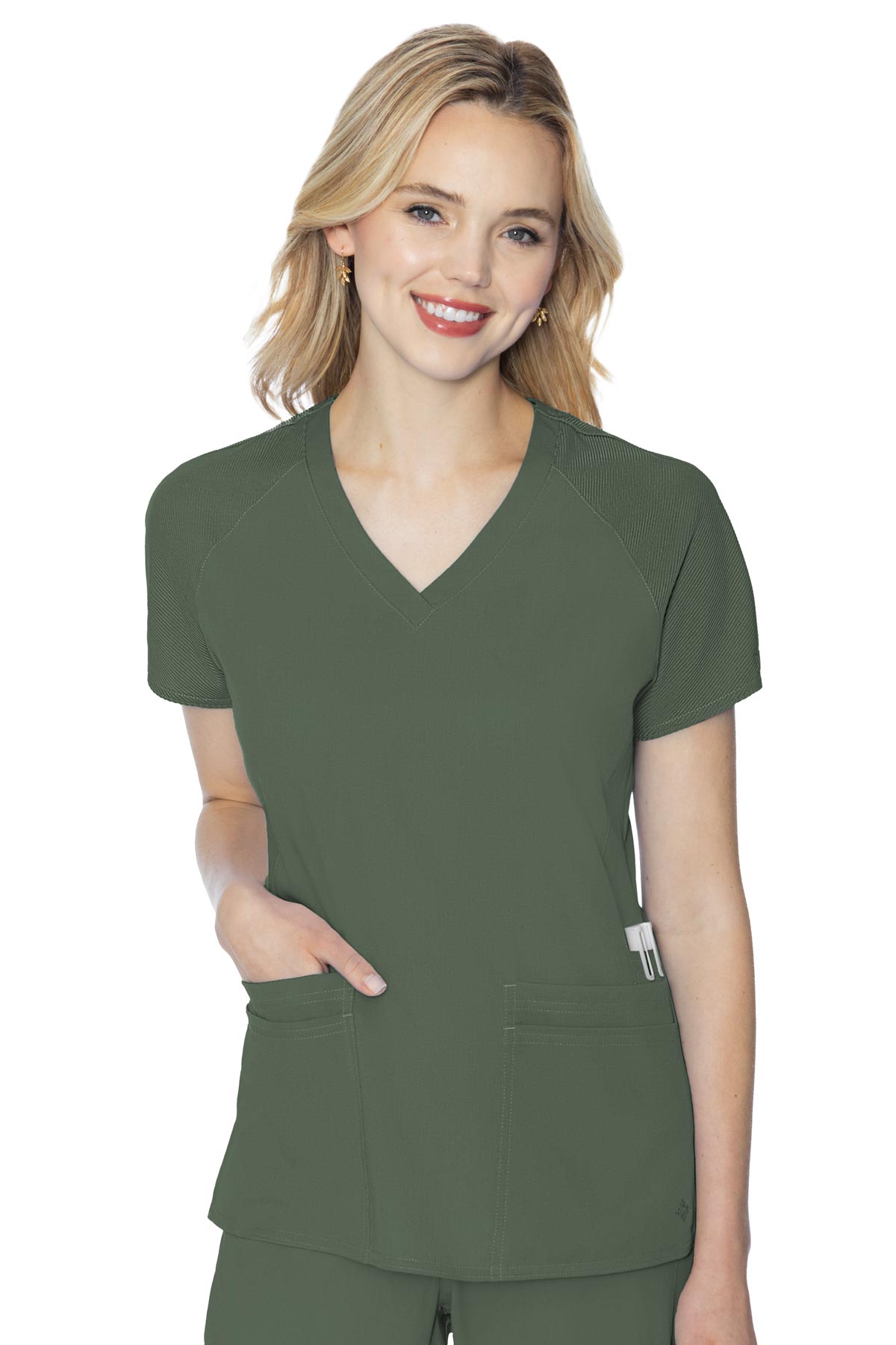 Med Couture Scrub Top Touch Raglan Sleeve in olive at Parker's Clothing and Shoes.
