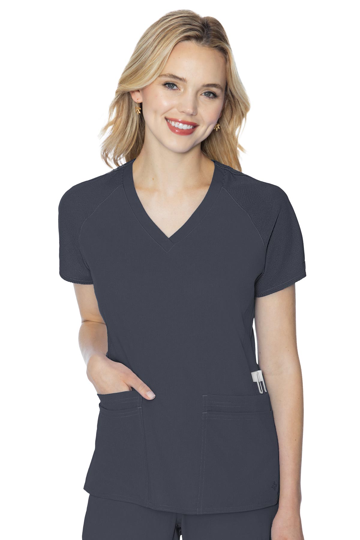 Med Couture Scrub Top Touch Raglan Sleeve in pewter at Parker's Clothing and Shoes.