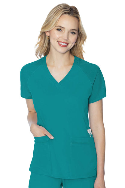 Med Couture Scrub Top Touch Raglan Sleeve in teal at Parker's Clothing and Shoes.