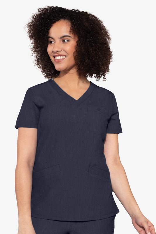 Med Couture Scrub Top Touch Classic V-Neck in Indigo Heather at Parker's Clothing and Shoes.