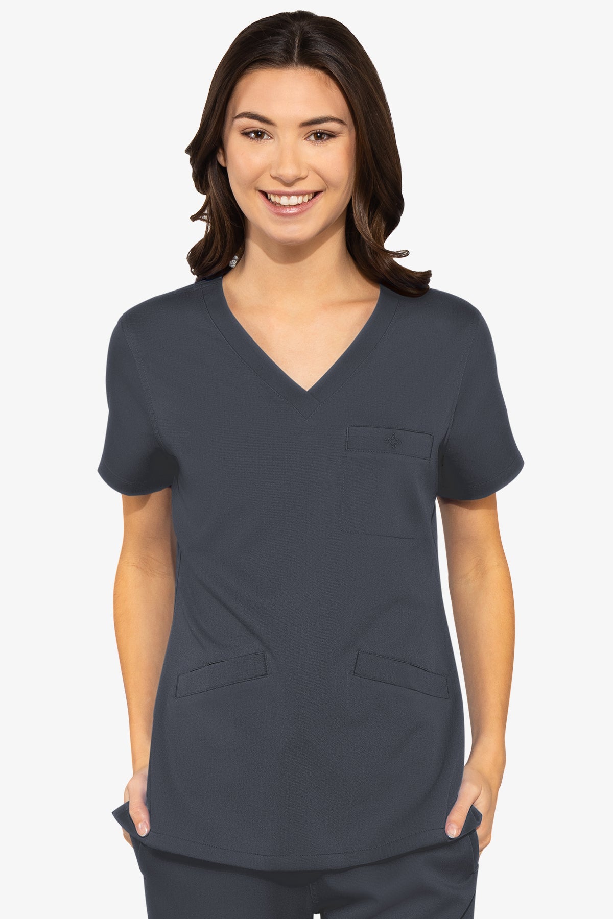 Med Couture Scrub Top Touch Classic V-Neck in Pewter at Parker's Clothing and Shoes.