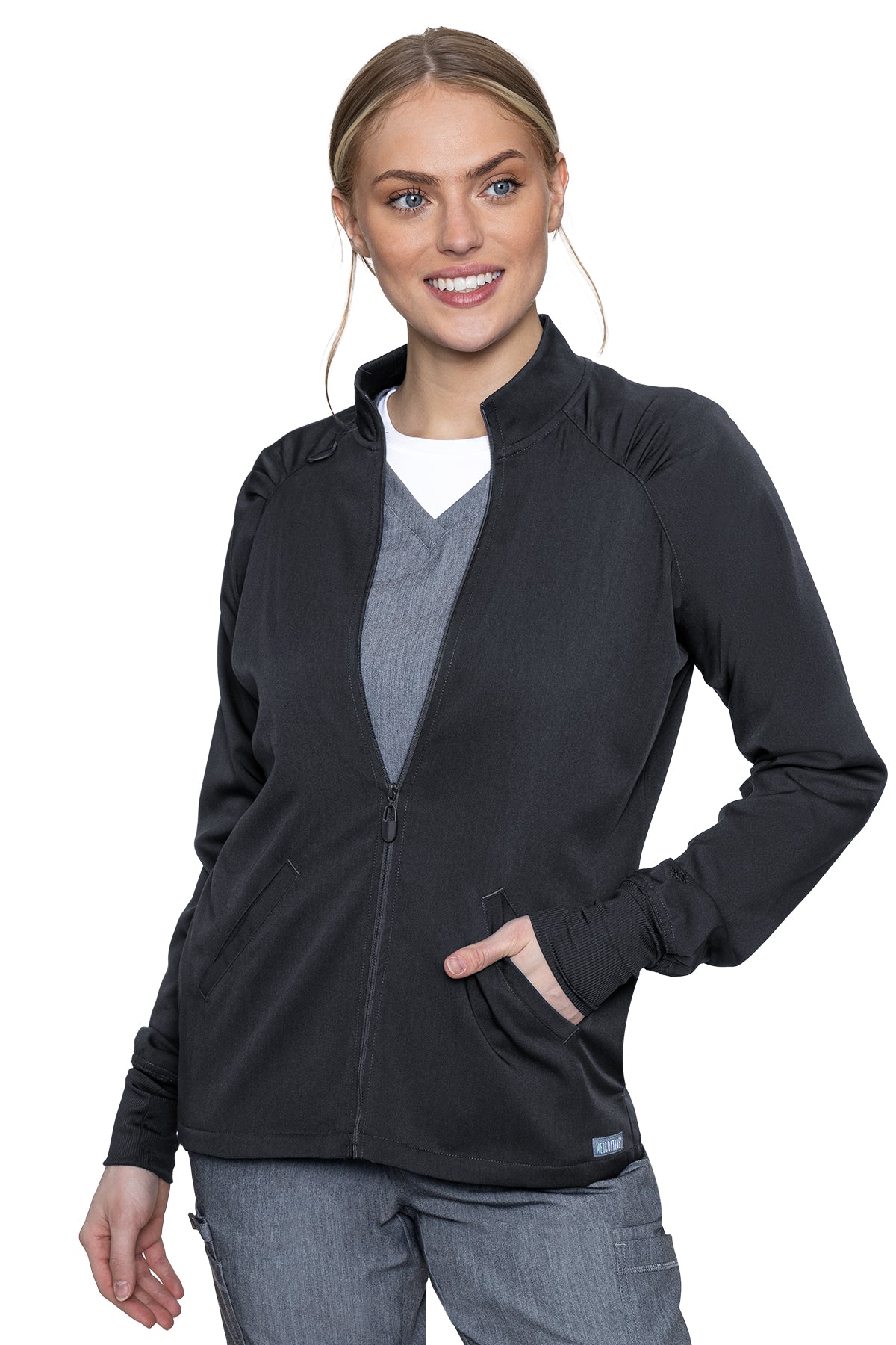 Med Couture Scrub Jacket Touch Raglan Warmup in Pewter at Parker's Clothing and Shoes.