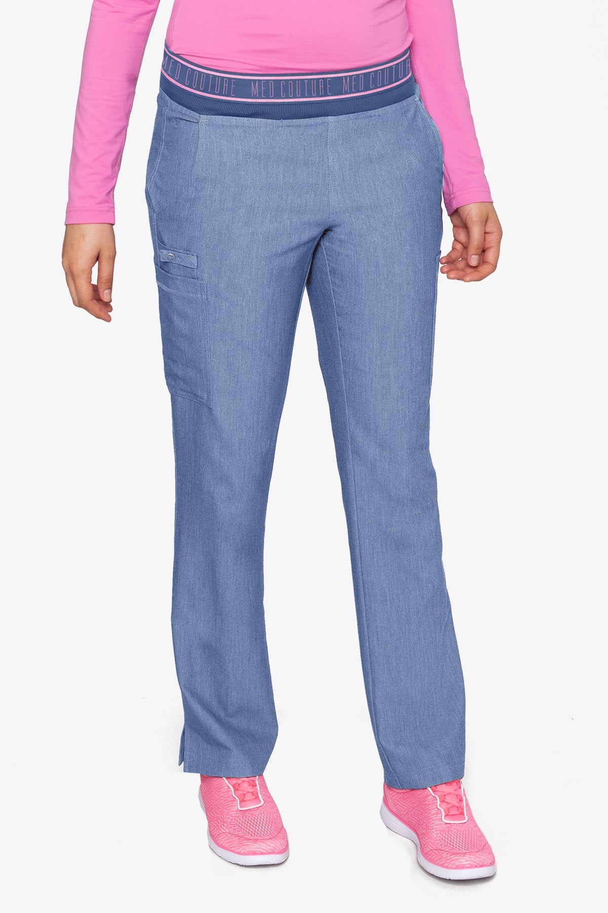 Med Couture Scrub Pants Touch Ally Yoga Pant in Blue Heather at Parker's Clothing and Shoes.