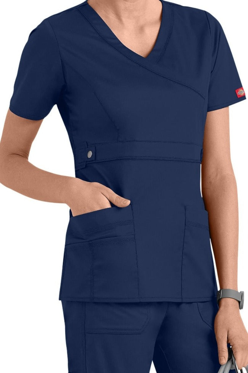 Dickies Scrub Top Gen Flex Mock Wrap 817355 Navy at Parker's Clothing and Shoes.
