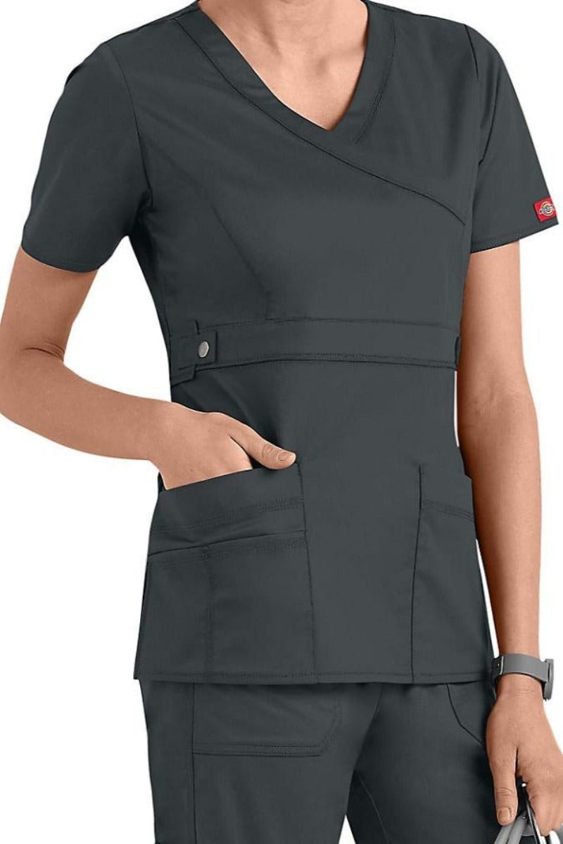 Dickies Scrub Top Gen Flex Mock Wrap 817355 Pewter at Parker's Clothing and Shoes.