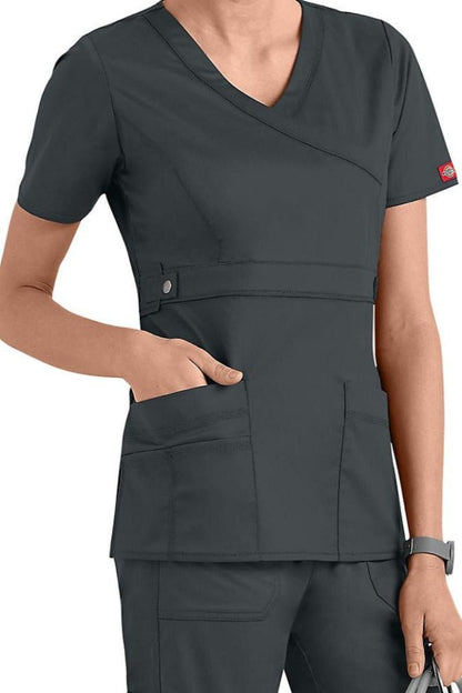Dickies Scrub Top Gen Flex Mock Wrap 817355 Pewter at Parker's Clothing & Scrubs.