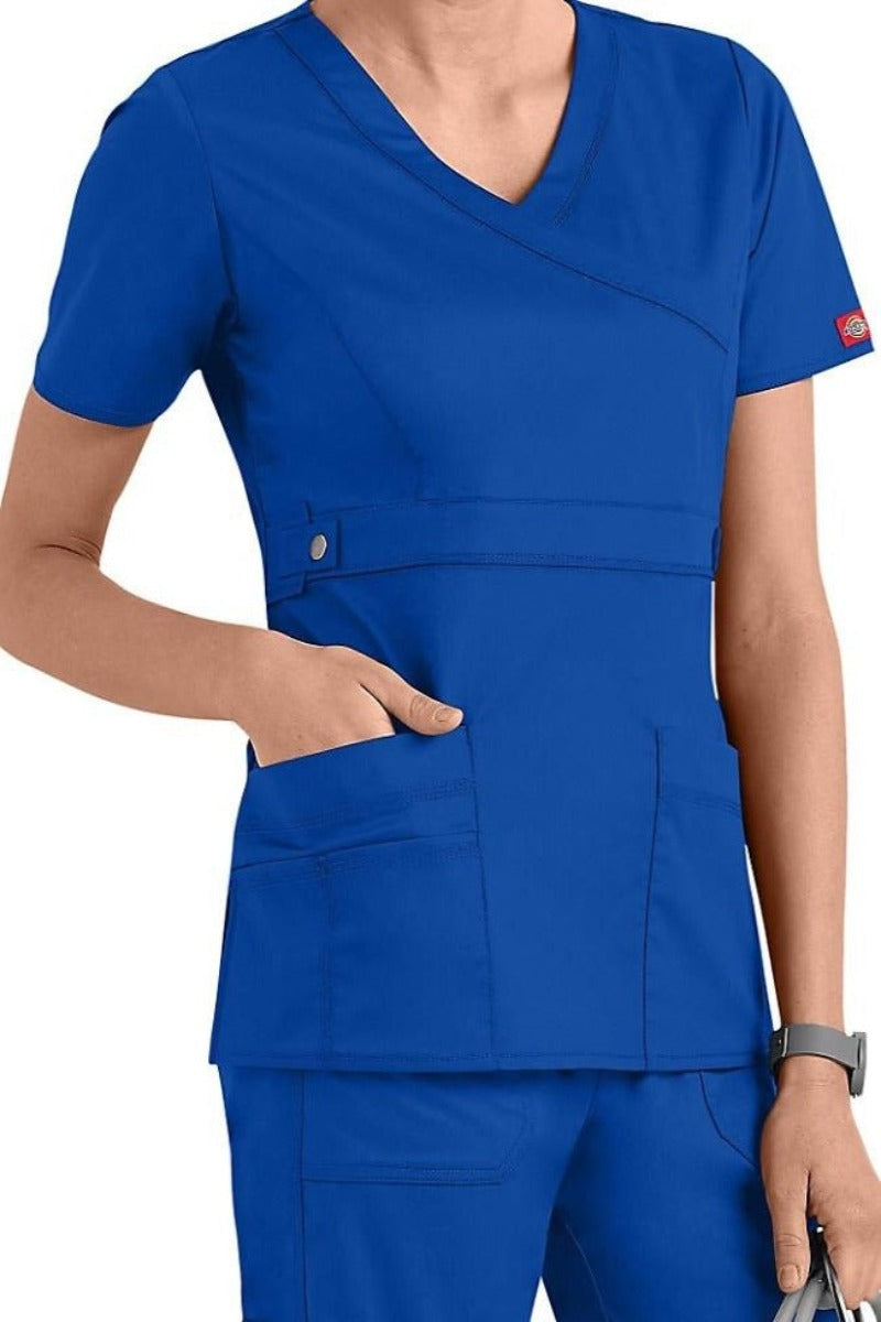 Dickies Scrub Top Gen Flex Mock Wrap 817355 Royal at Parker's Clothing and Shoes.