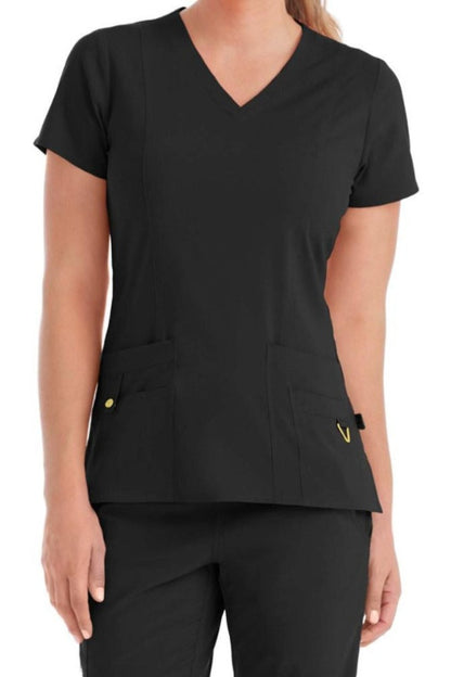 Med Couture Plus Size Scrub Top Activate V-Neck in Black at Parker's Clothing and Shoes.