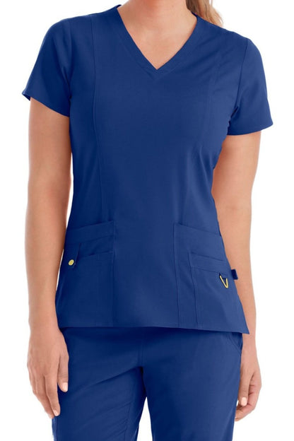 Med Couture Activate V-Neck Top in Galaxy Blue at Parker's Clothing and Shoes.
