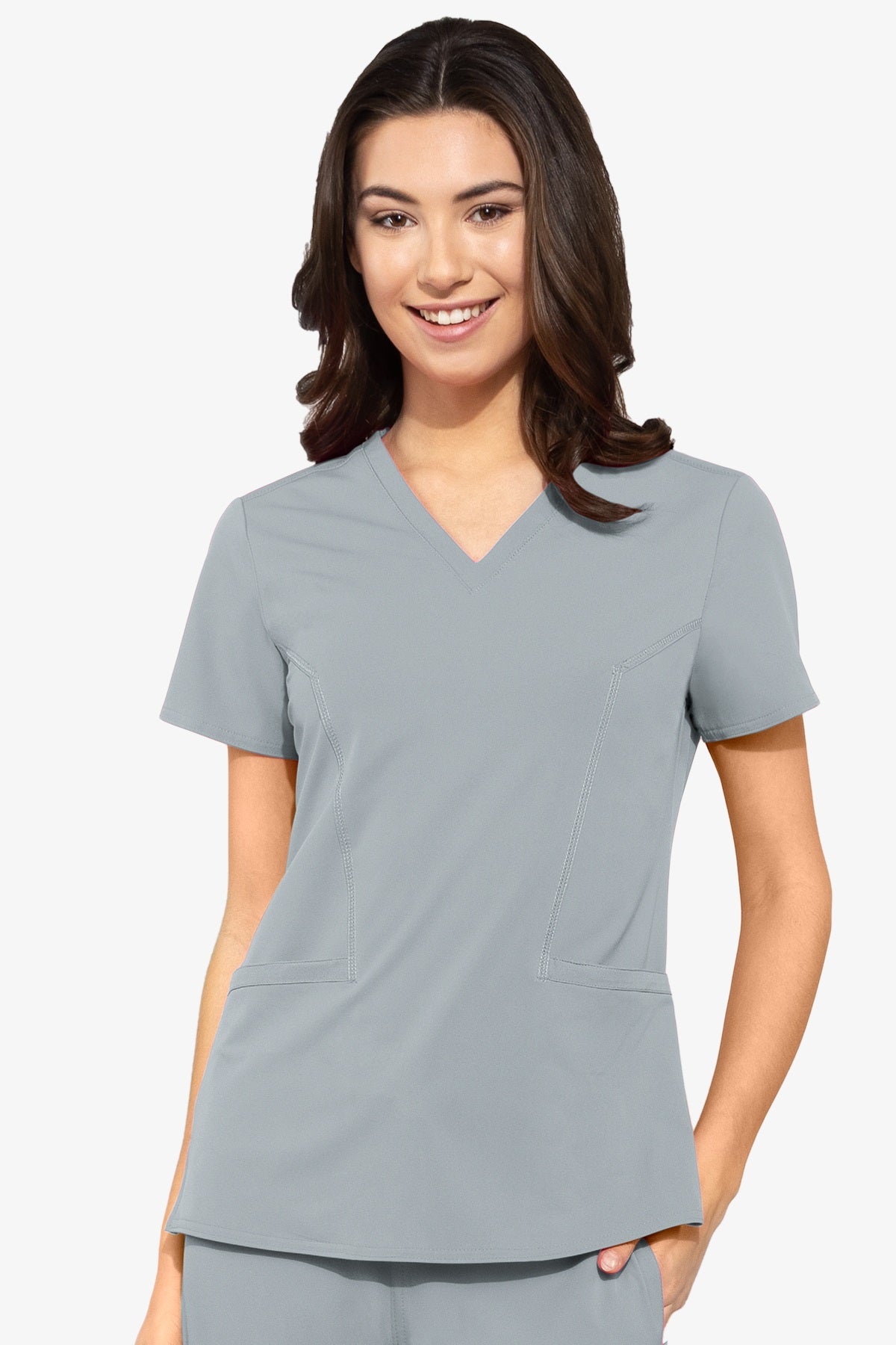 Med Couture Scrub Top Peaches Double V-Neck in Cloud at Parker's Clothing and Shoes