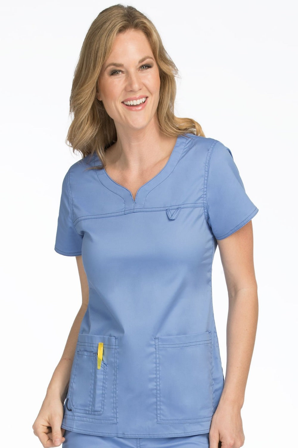 Med Couture Scrub Top MC2 Lexi in Ceil at Parker's Clothing and Shoes