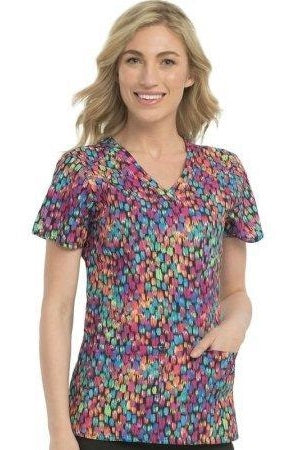 Med Couture Activate Strokes of Color V-Neck Print Scrub Top at Parker's Clothing and Shoes.