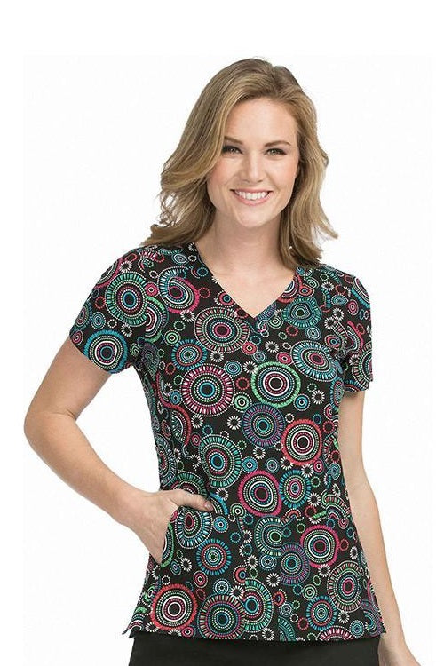 Med Couture Activate Summer Splendor V-Neck Print Scrub Top at Parker's Clothing and Shoes.