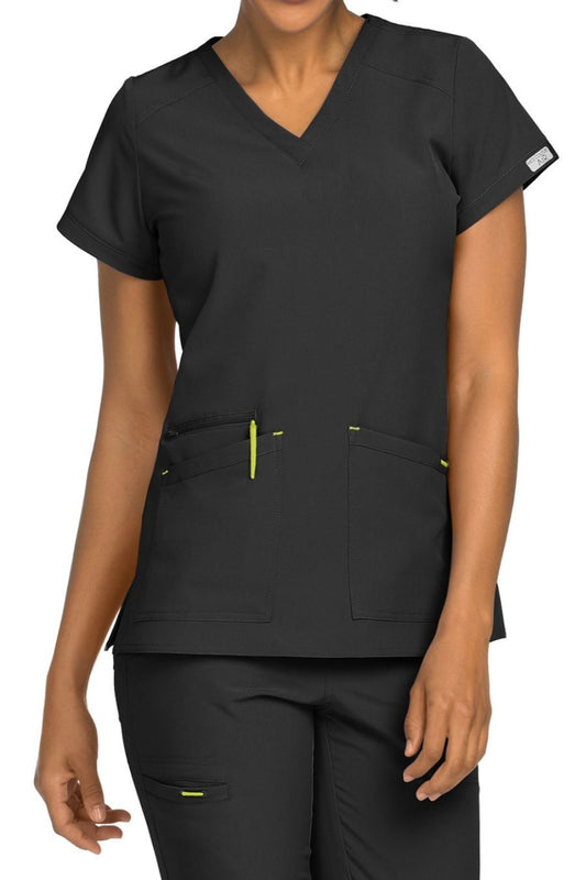Med Couture Scrub Top Air Sky High in Black at Parker's Clothing and Shoes