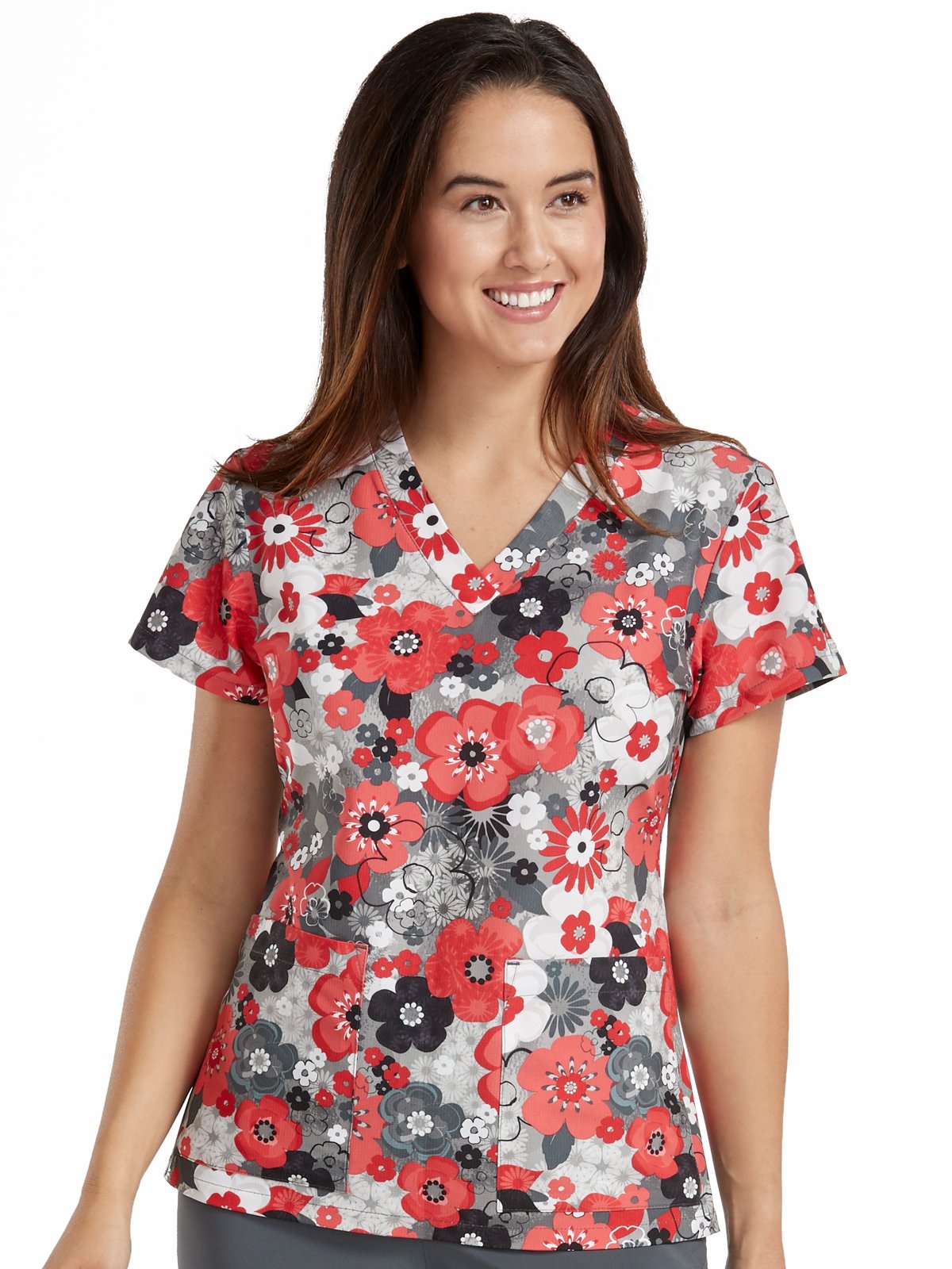 Med Couture Scrub Top Prints Coral Shadows