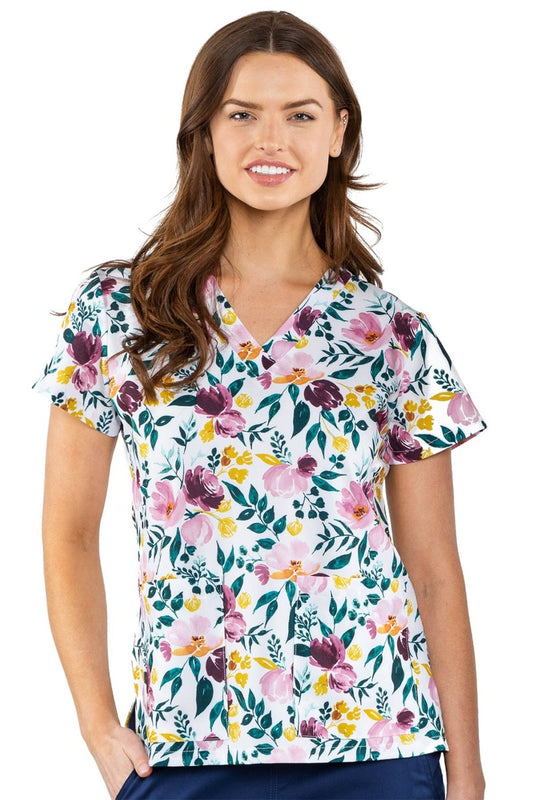 Med Couture Scrub Top Print Plus Sizes Fall Floral at Parker's Clothing and Shoes.