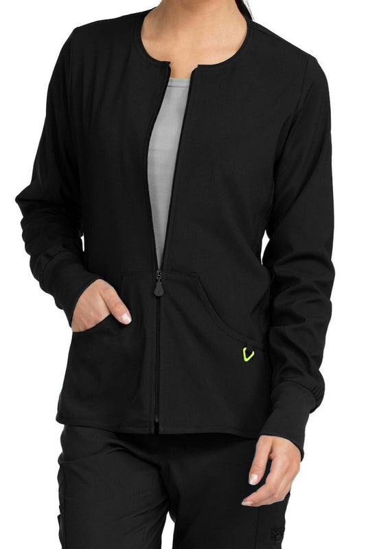 Med Couture Scrub Jacket Activate Warm Terrain Zip Front in Black at Parker's Clothing and Shoes.