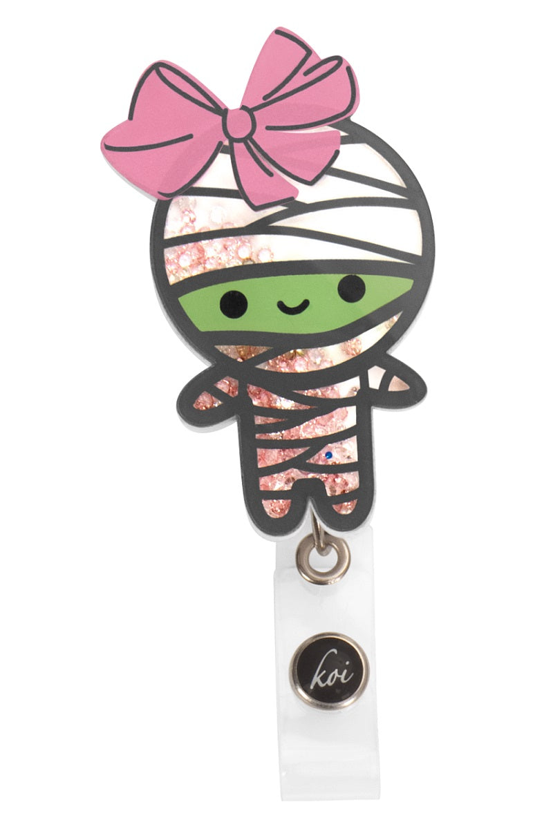 Koi Sassy Mummy Badge Reel with retractable cord and snap badge holder at Parker's Clothing and Shoes.
