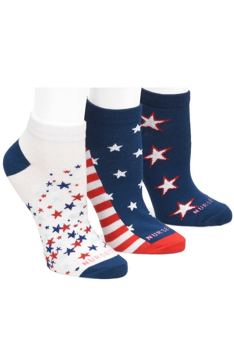 Nurse Mates Americana Anklet Socks 3 pair per pack at Parker's Clothing and Shoes.