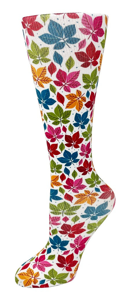 Cutieful Moderate Compression Socks 10-18 mmHg Knit in Print Patterns Autumn Leaves at Parker's Clothing and Shoes.