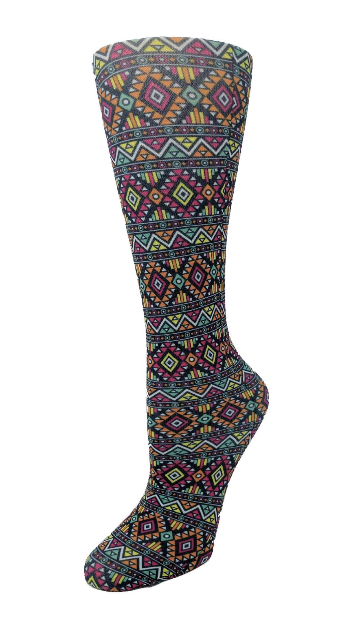 Cutieful Moderate Compression Socks 10-18 mmHg Knit in Print Patterns Azteca at Parker's Clothing and Shoes.